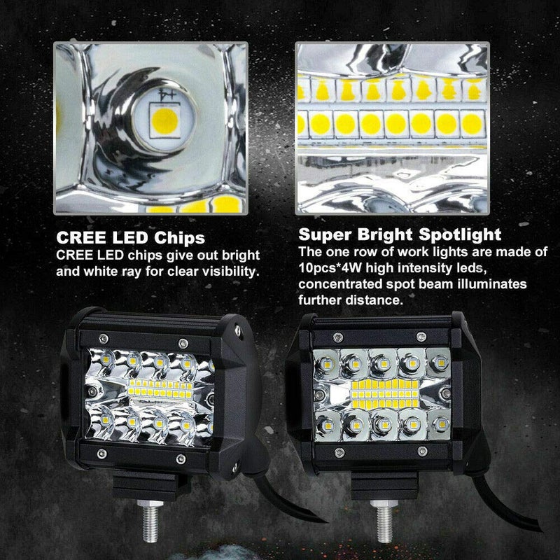 Turboo 4 Inch Led Pod Lights 60W 12000LM Triple Row Spot Flood Combo Off Road Fog Driving Work Light for Truck ATV UTV SUV Boat, 8 Pack - Image 3